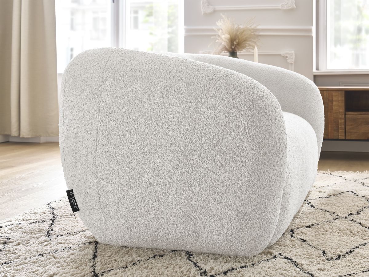 Bobochic Celine Sofa 2-Sitzer Bouclé-Stoff Weiß