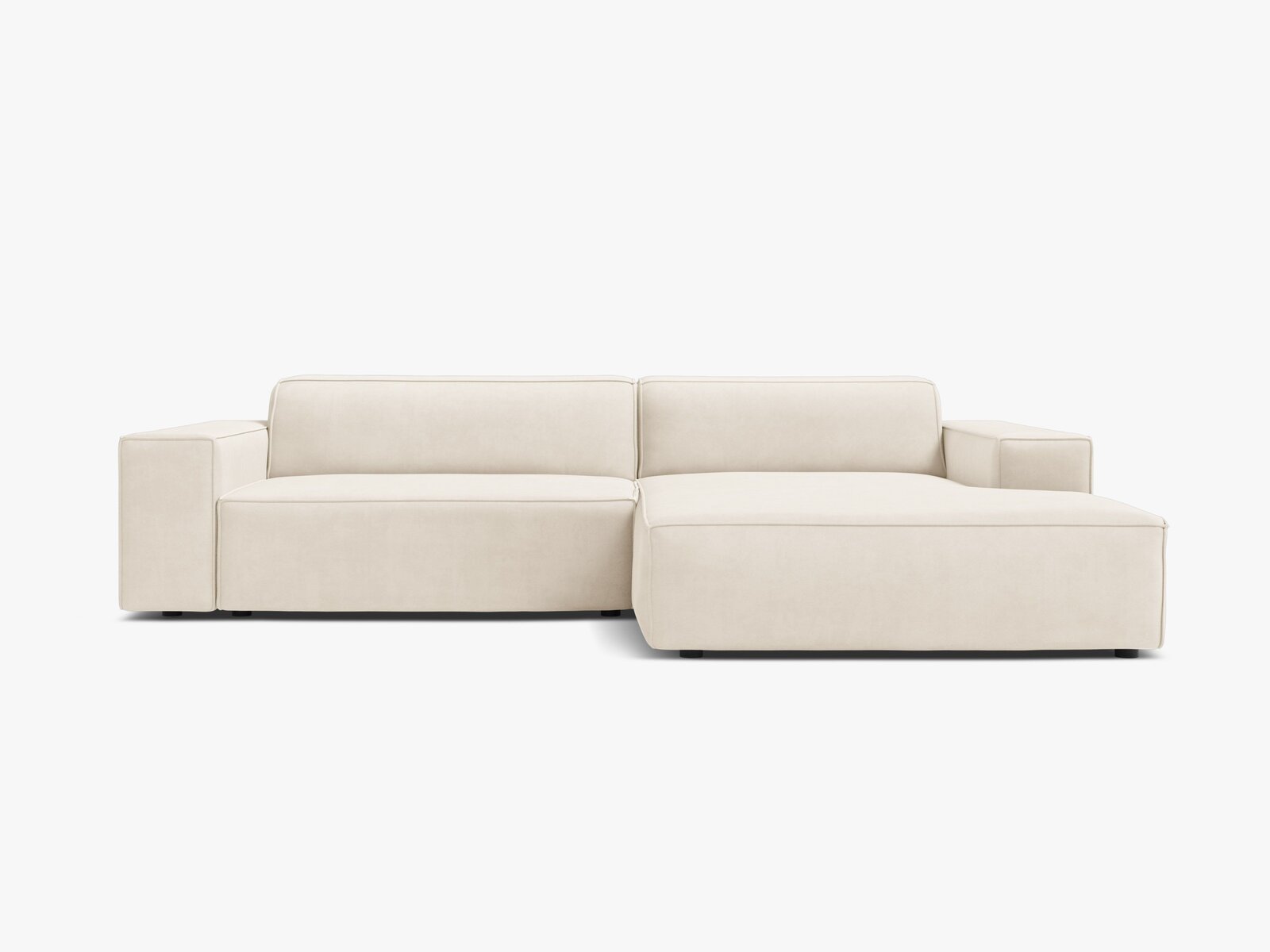 Micadoni Ecksofa Jodie 3-Sitzer Rechts Samt Bluvel Helles Beige