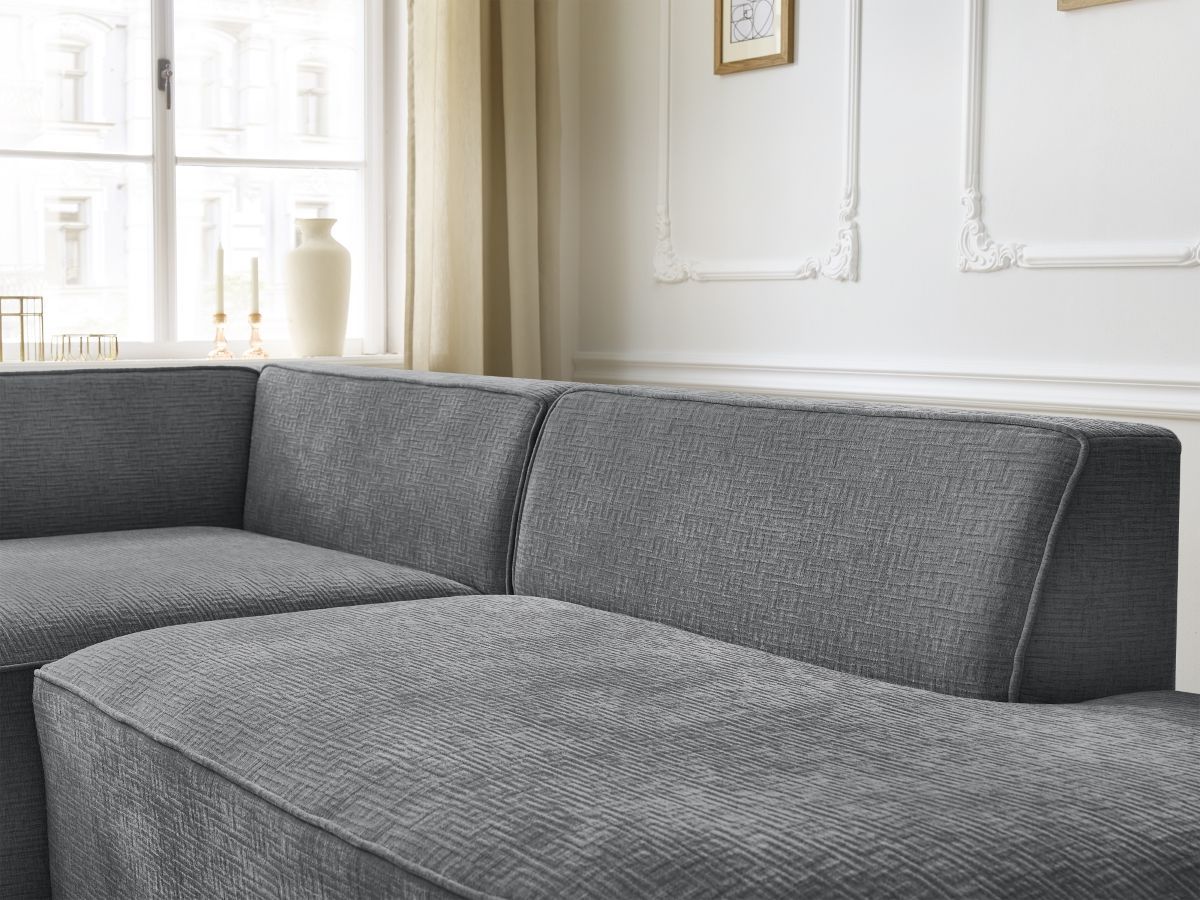 Bobochic Rousseau Ecksofa Strukturstoff Dunkelgrau Ecke links