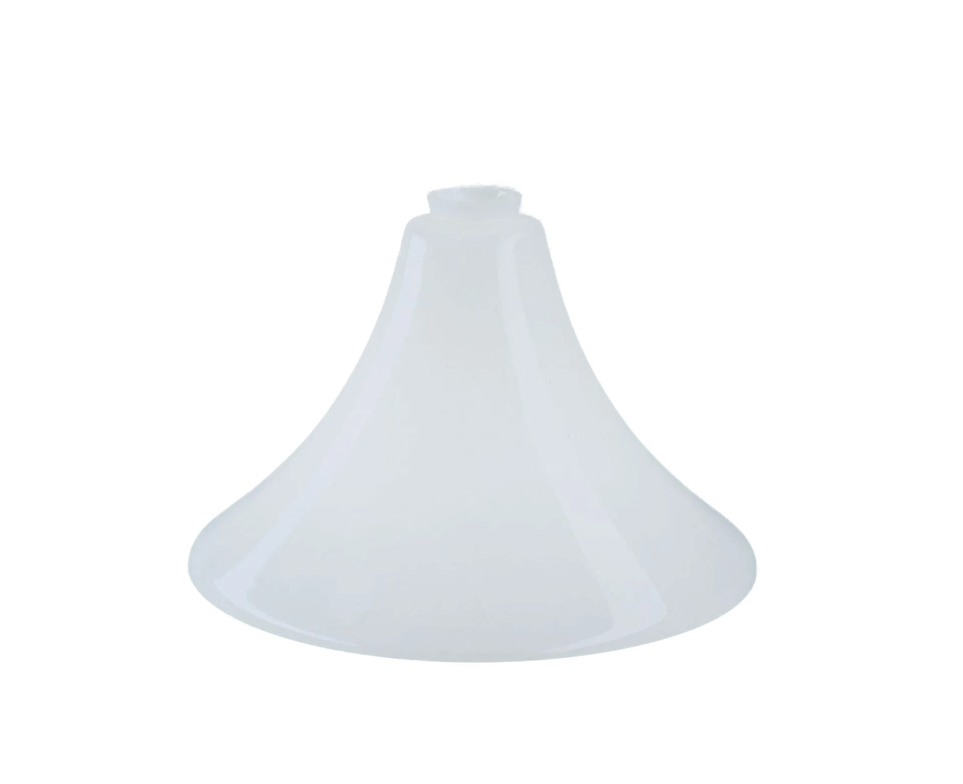 Berliner Messinglampen Glasschirm Nr. 49 Glockenform, Opalglas weiß glänzend