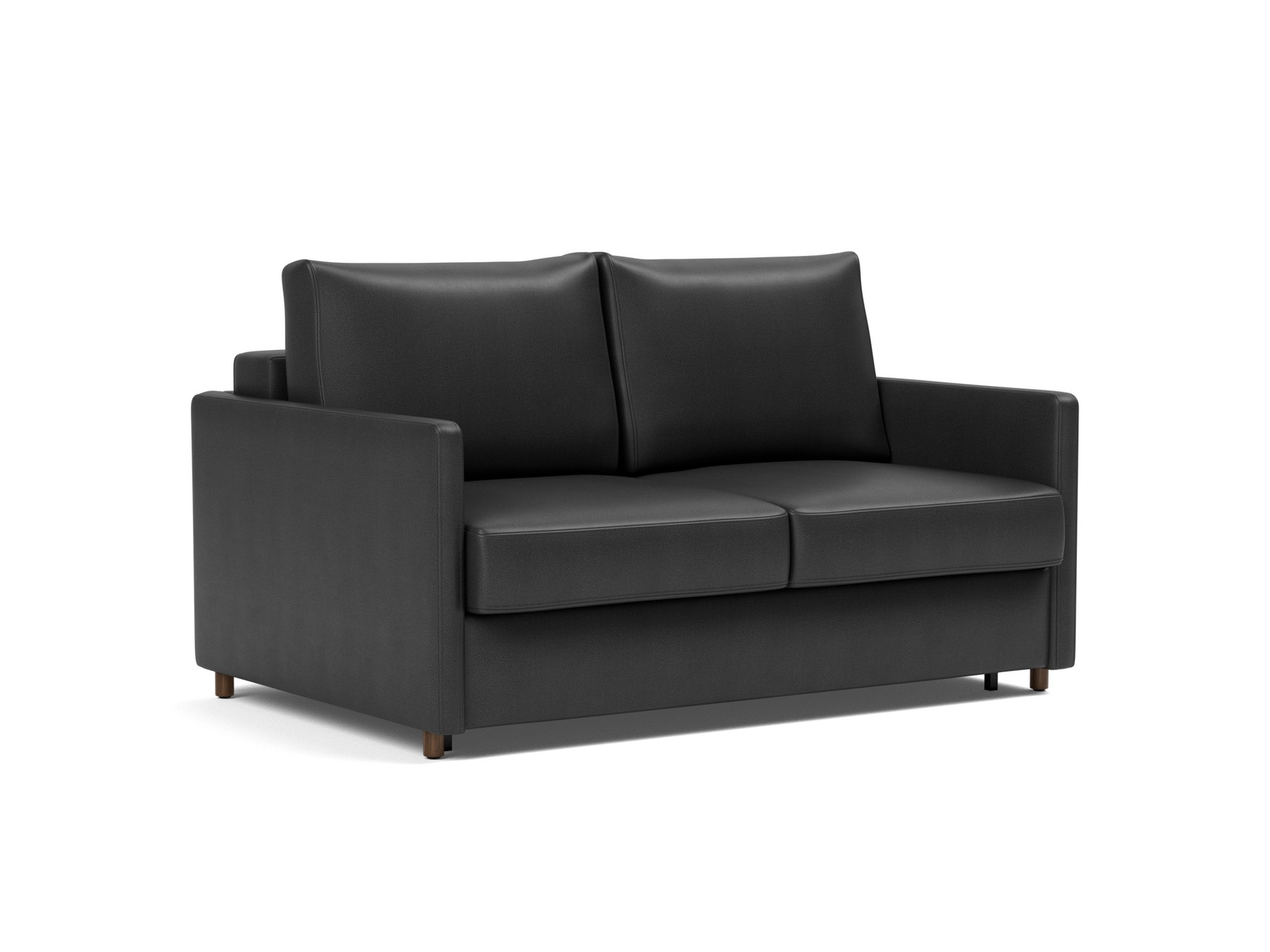 Schlafsofa Neah mit Slim-Armlehnen 140 Lederoptik Faunal 550-Black
