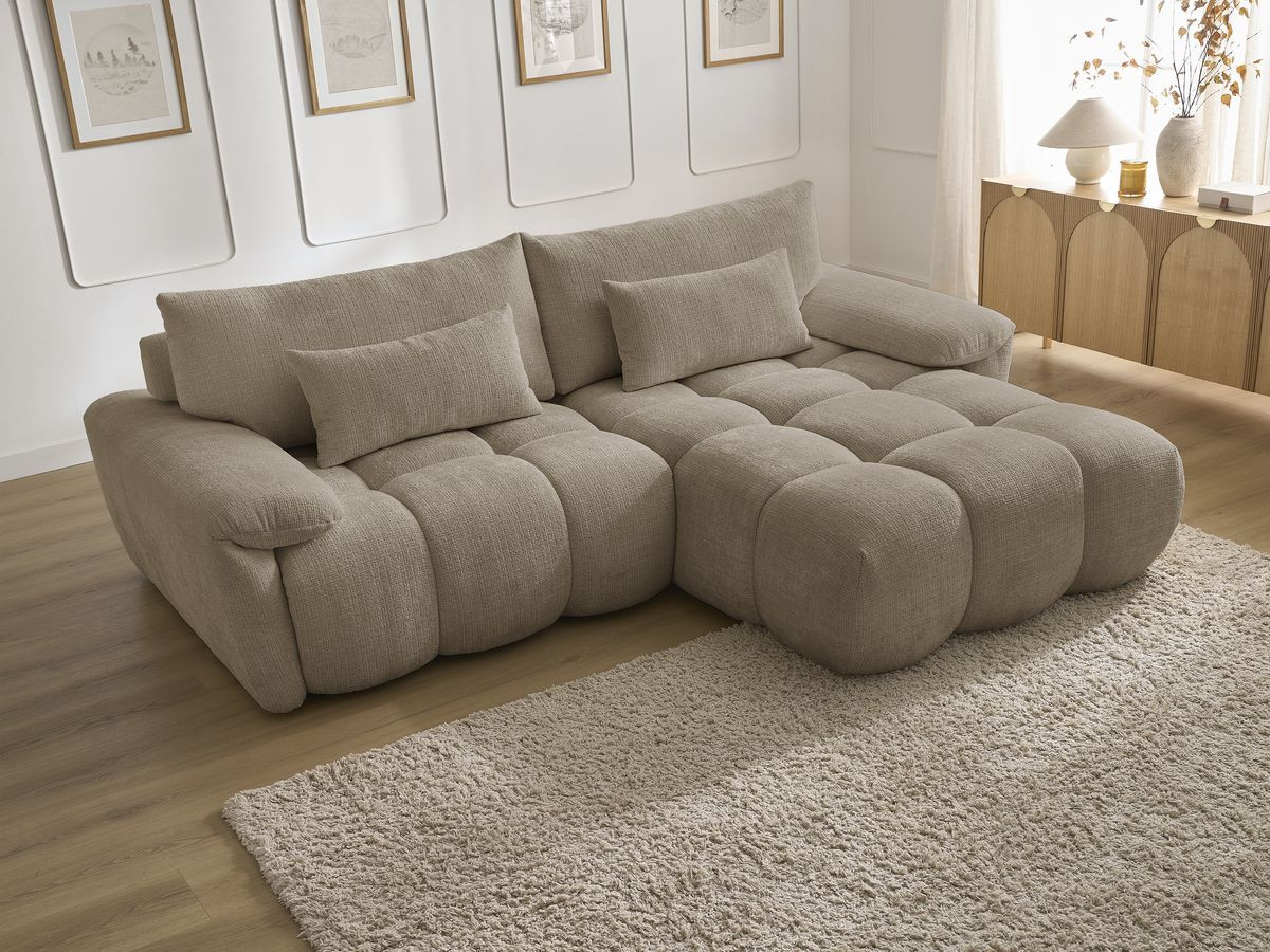 Bobochic Ivane Ecksofa Strukturstoff Taupe Ecke rechts