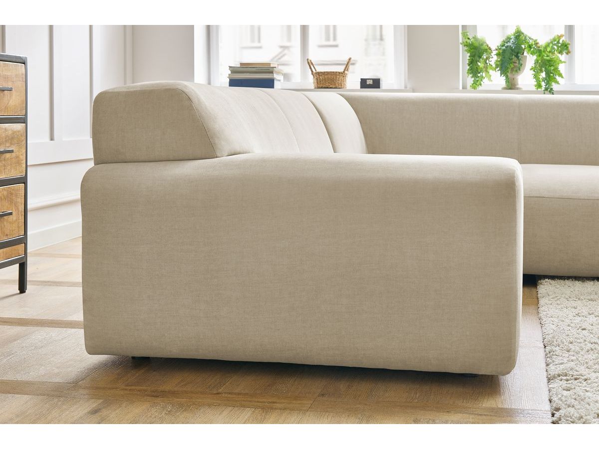 Bobochic Lavena Ecksofa 312 × 220 cm Samt Beige Ecke rechts