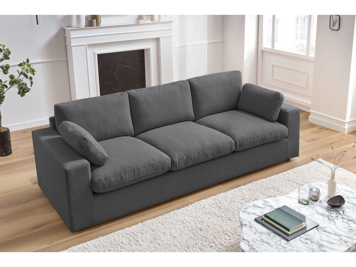 Bobochic Belair Sofa 3-Sitzer 250 × 93 cm Stoff Dunkelgrau