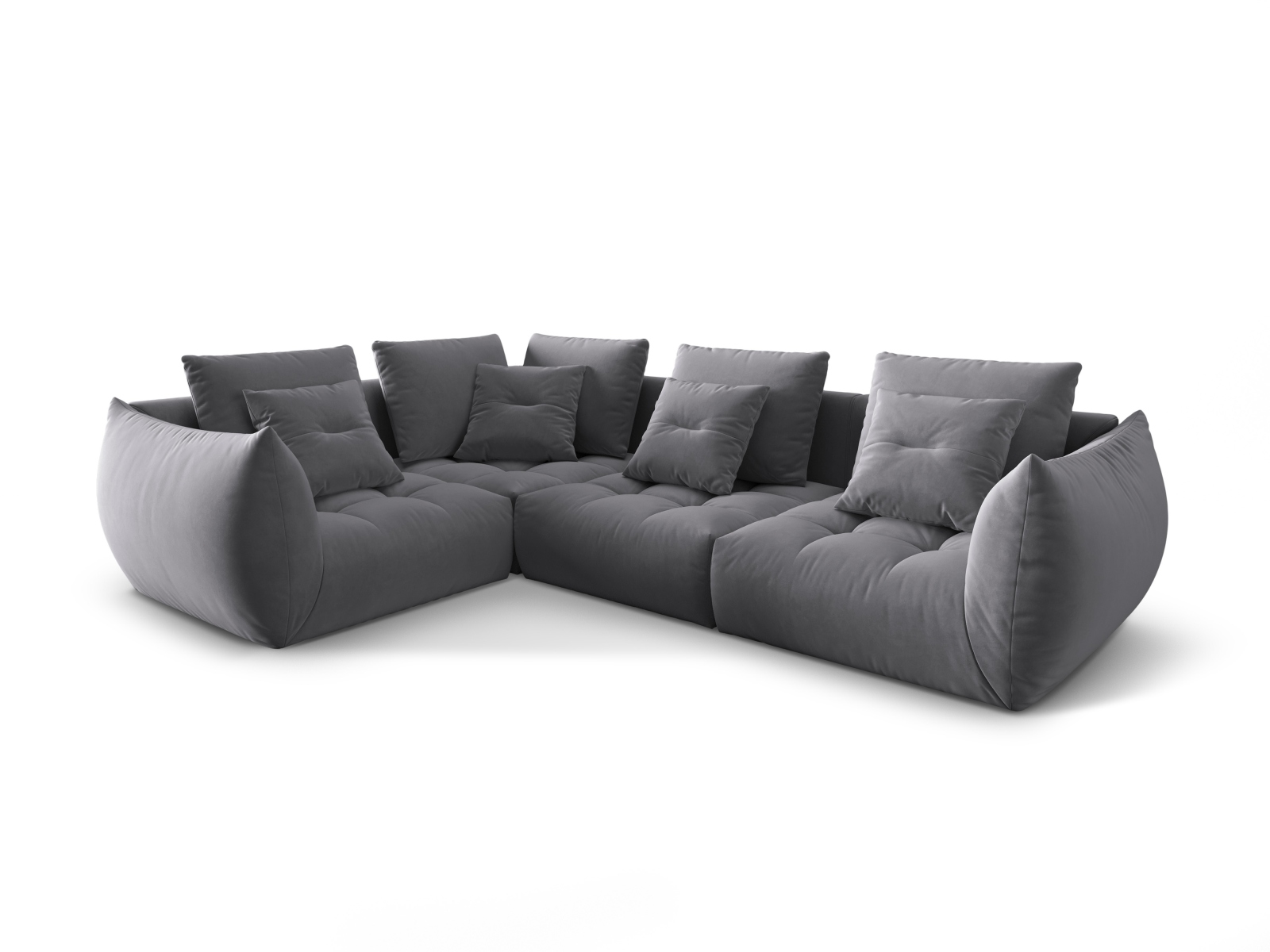 Micadoni Ecksofa Bloom 4-Sitzer Links Samt Dunkelgrau
