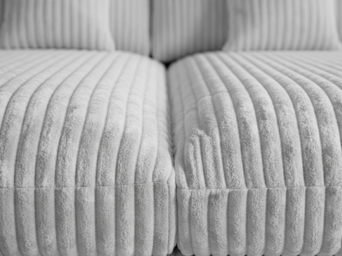 Bobochic Belem Sofa 3-Sitzer Breitcord weich Hellgrau