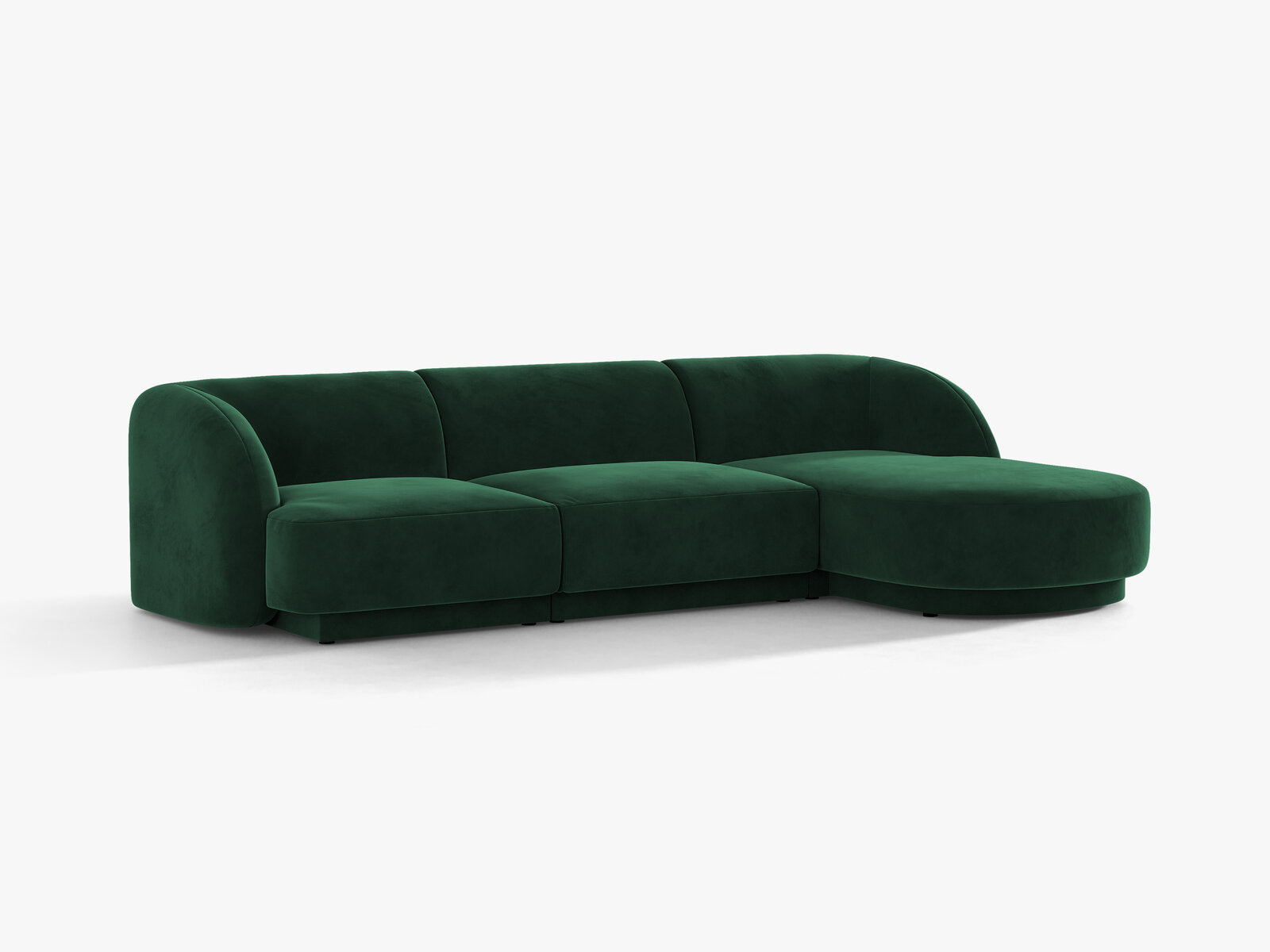 Micadoni Ecksofa Miley 4-Sitzer Rechts Samt Bluvel Flaschengrün