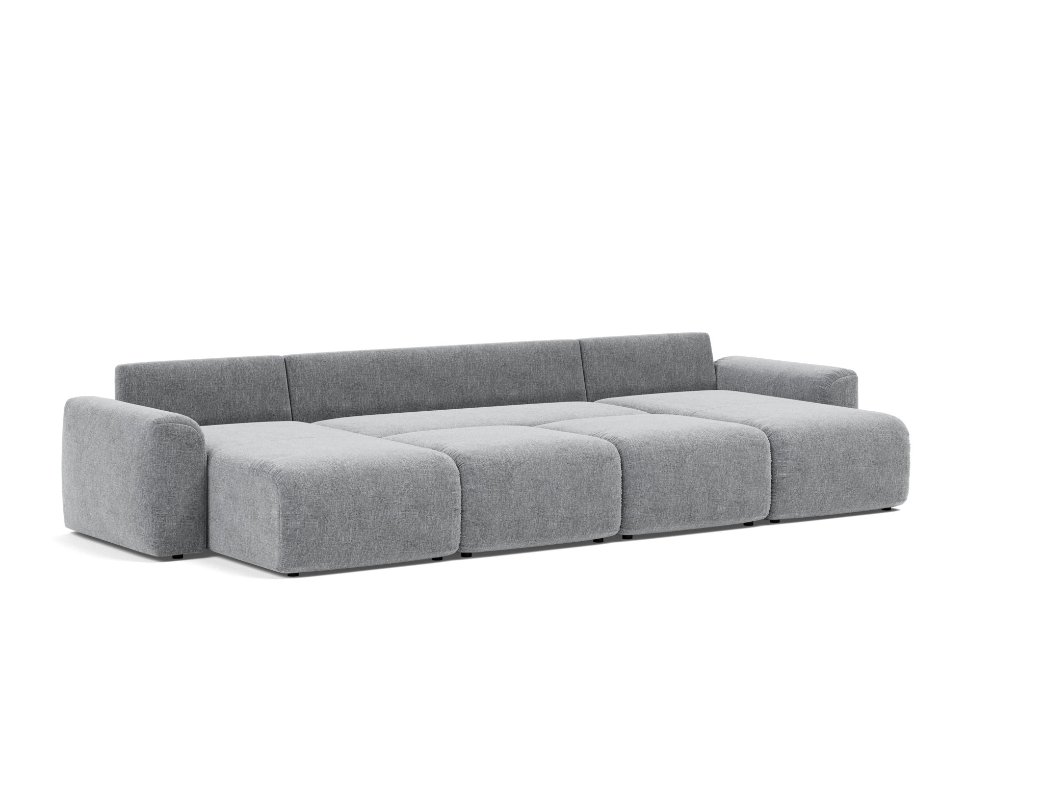 Schlafsofa Norum U-Form mit Chunky-Armlehnen Strukturierter Stoff Twist 565-Granite