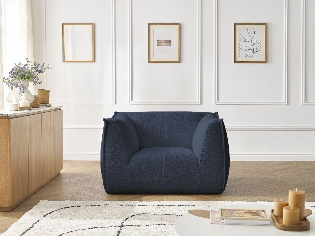 Bobochic Giorgia Sessel Bouclé-Stoff Dunkelblau