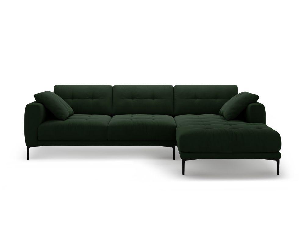 Cosmopolitan Design Ecksofa Lazio 3-Sitzer Samt Salvador Flaschengrün Rechts
