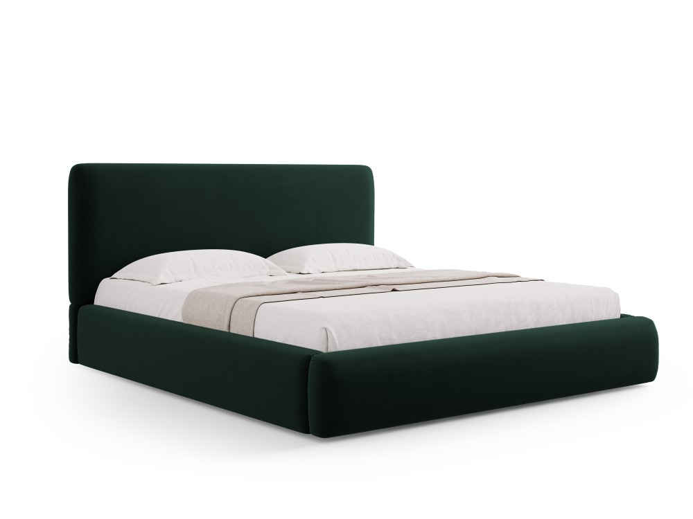 Cosmopolitan Design Stauraumbett mit Kopfteil Colonel 140x200 Samt Riviera Dunkelgrün
