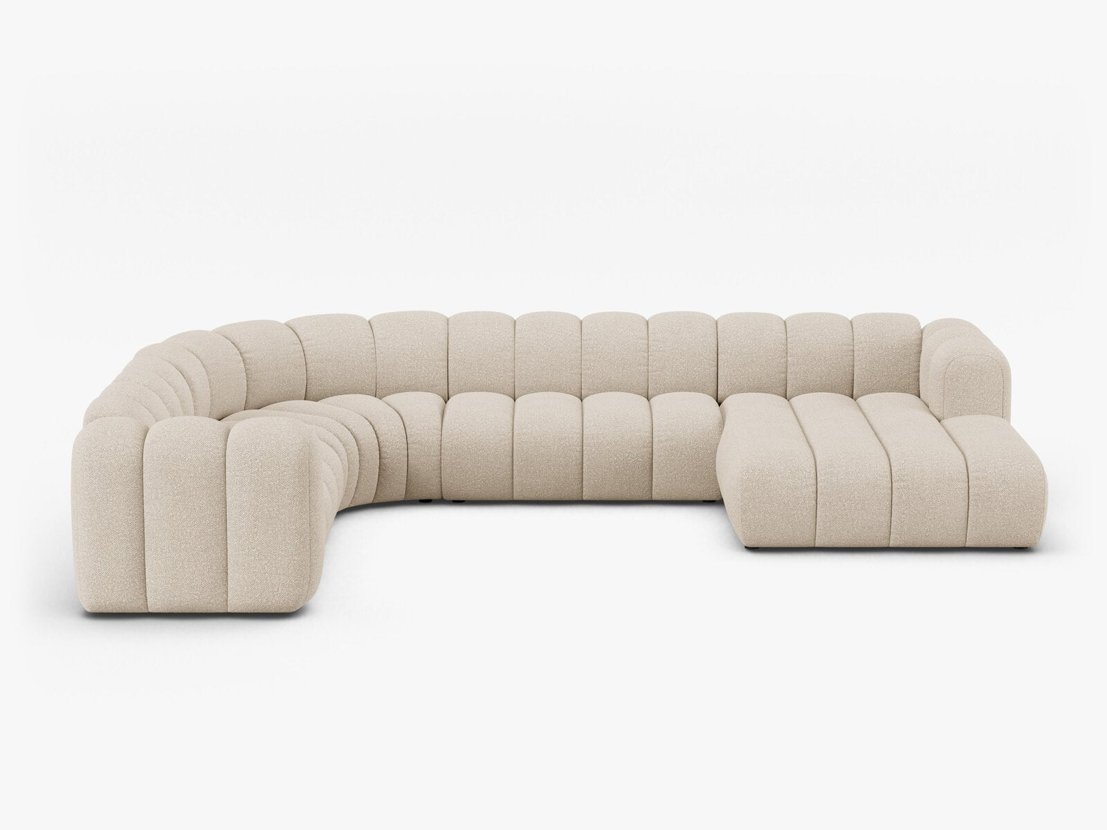 Micadoni Modulares Panorama Ecksofa Lupine 6-Sitzer Links Boucle Baloo Beige