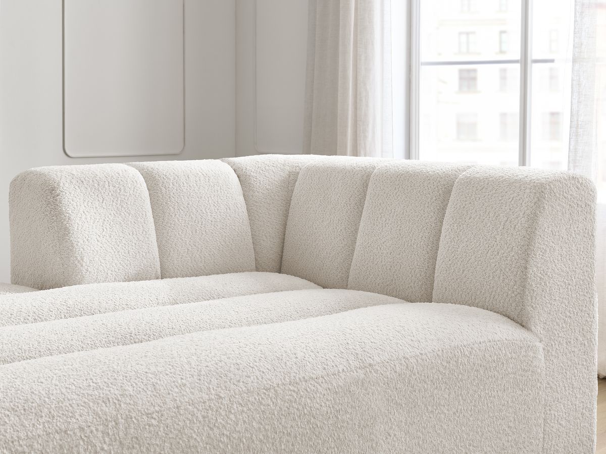 Bobochic Annecy Méridienne-Modul Bouclé-Stoff Weiß Ecke links