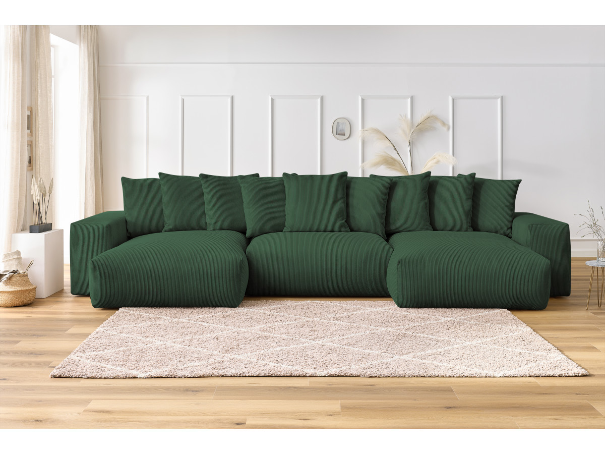 Bobochic Voltaire Wohnlandschaft 420 × 174 cm Cordsamt Grün