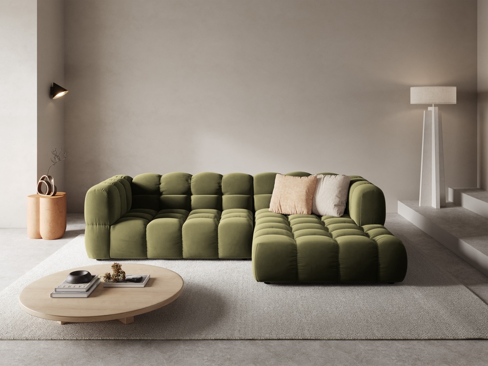 Cosmopolitan Design Ecksofa Sky 4-Sitzer mittlere Version Samt Casino Hellgrün Rechts
