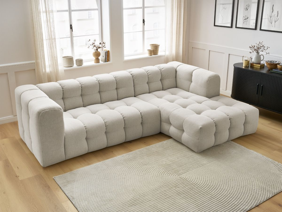 Bobochic Cloud Ecksofa 288 × 184 cm Stoff Beige Ecke rechts