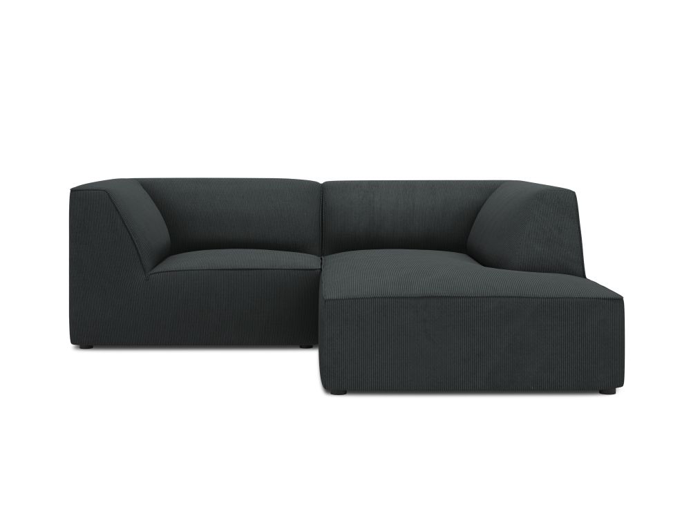 Cosmopolitan Design Ecksofa Siena 3-Sitzer Kord Scala Schwarz Rechts