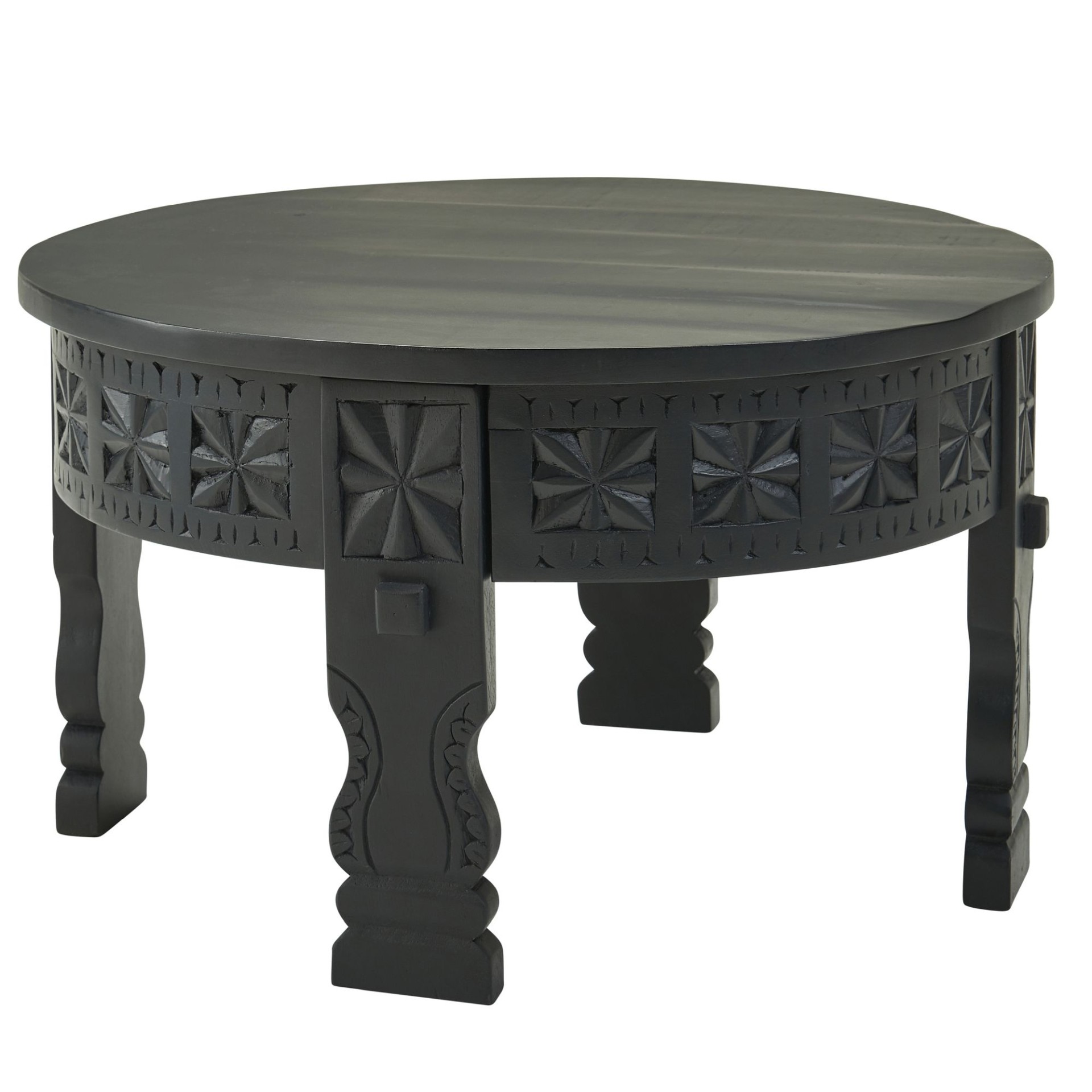 Couchtisch Adaldalur Mango Massivholz Schwarz Ø 60 cm
