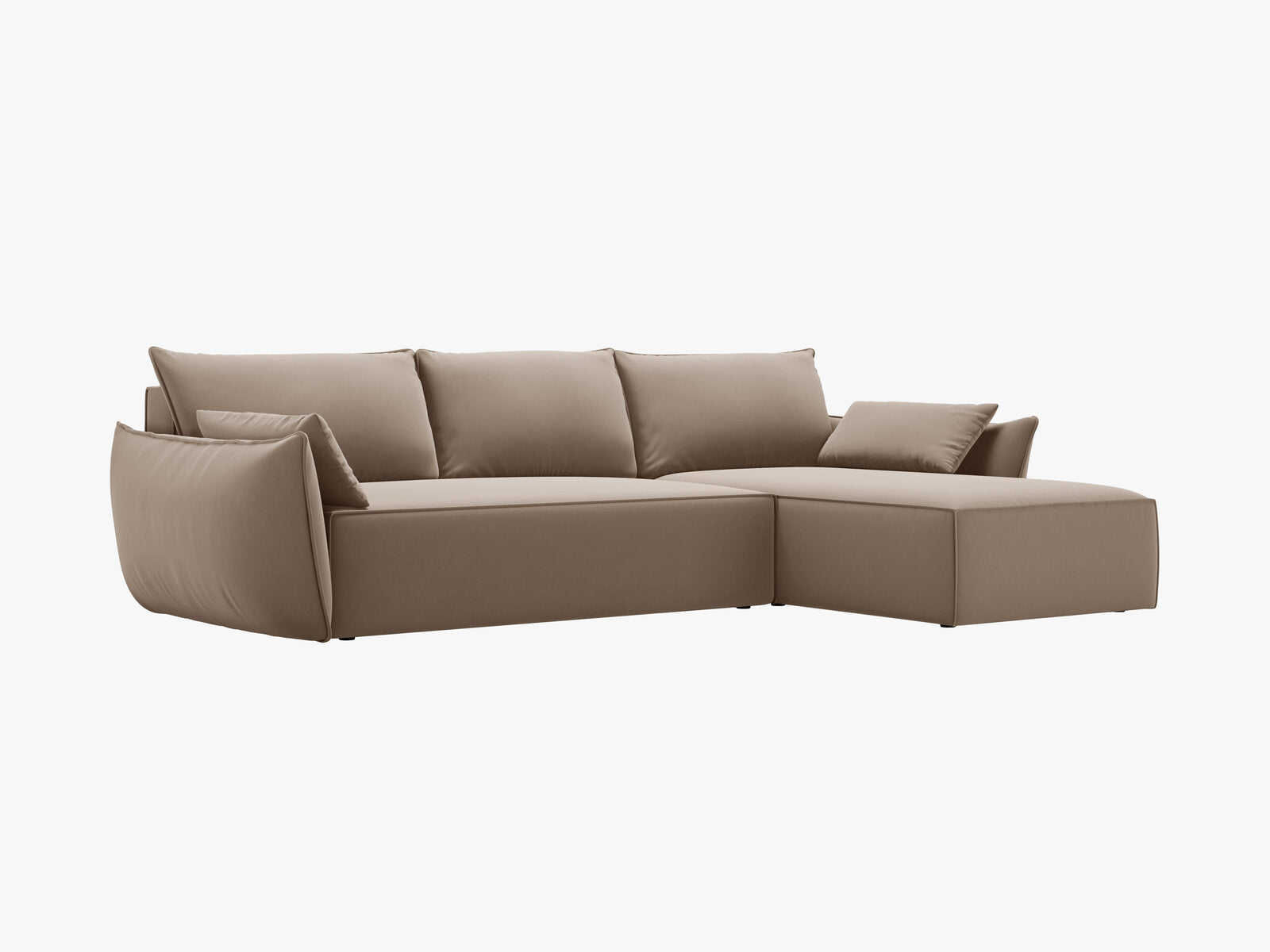 Micadoni Kaelle Ecksofa 4-Sitzer mit Schlaffunktion Links Samt Bluvel Cappuccino
