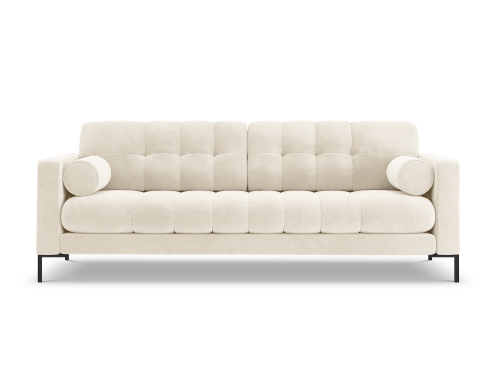 Cosmopolitan Design Sofa Bali 3-Sitzer Samt Bluvel Helles Beige Beine Schwarzes Metall