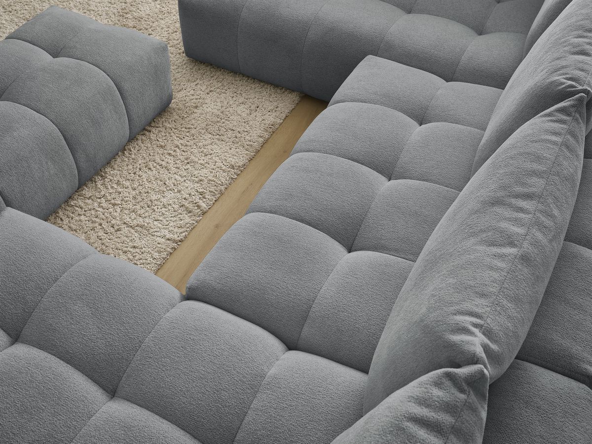Bobochic Everest Wohnlandschaft mit Pouf, 6 Kissen Melange-Stoff Dunkelgrau Ecke rechts