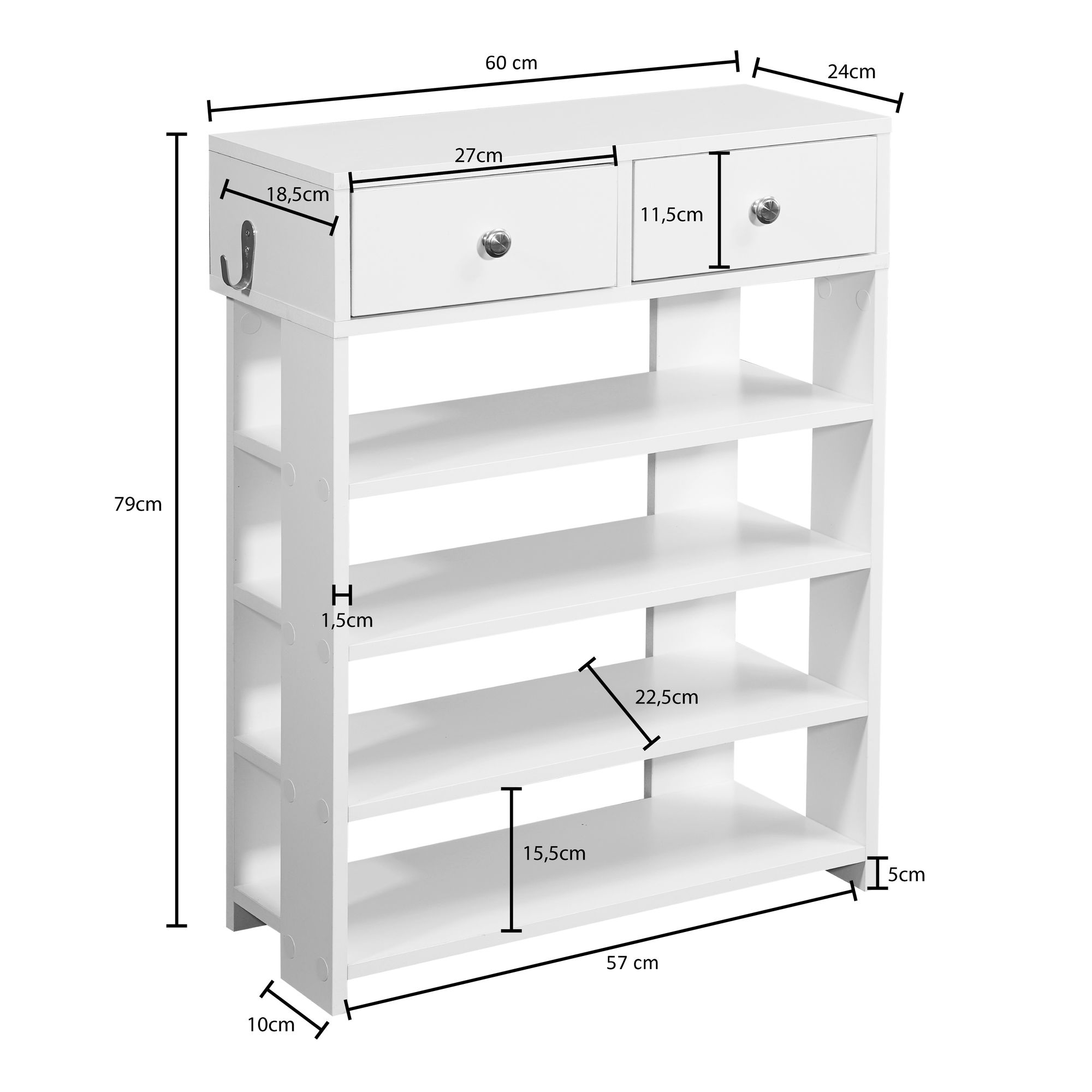 Schuhregal Suldrup Weiß 60 × 24 × 79 cm