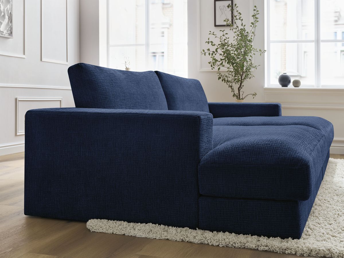 Bobochic Leonard Sofa 4-Sitzer 234 × 159 cm Strukturstoff Dunkelblau