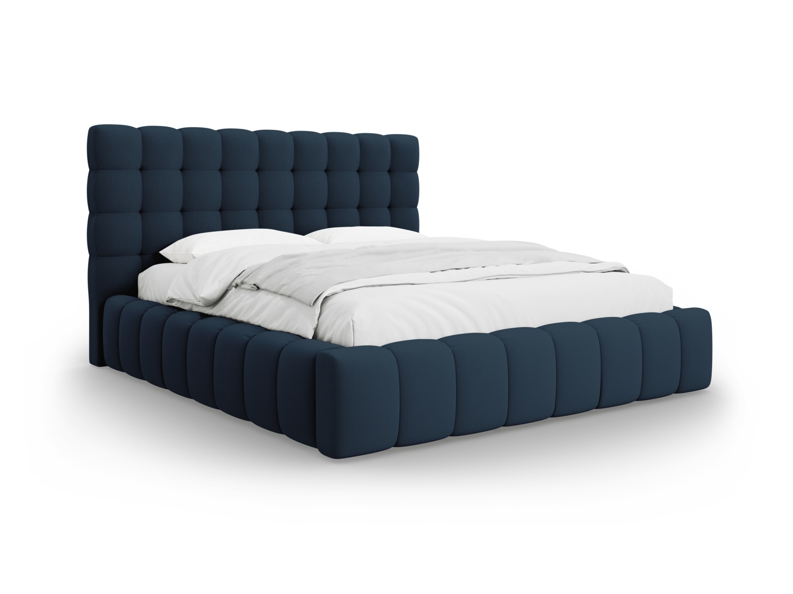 Micadoni Stauraumbett mit Kopfteil Mamaia Strukturierter Stoff Blau 140x200