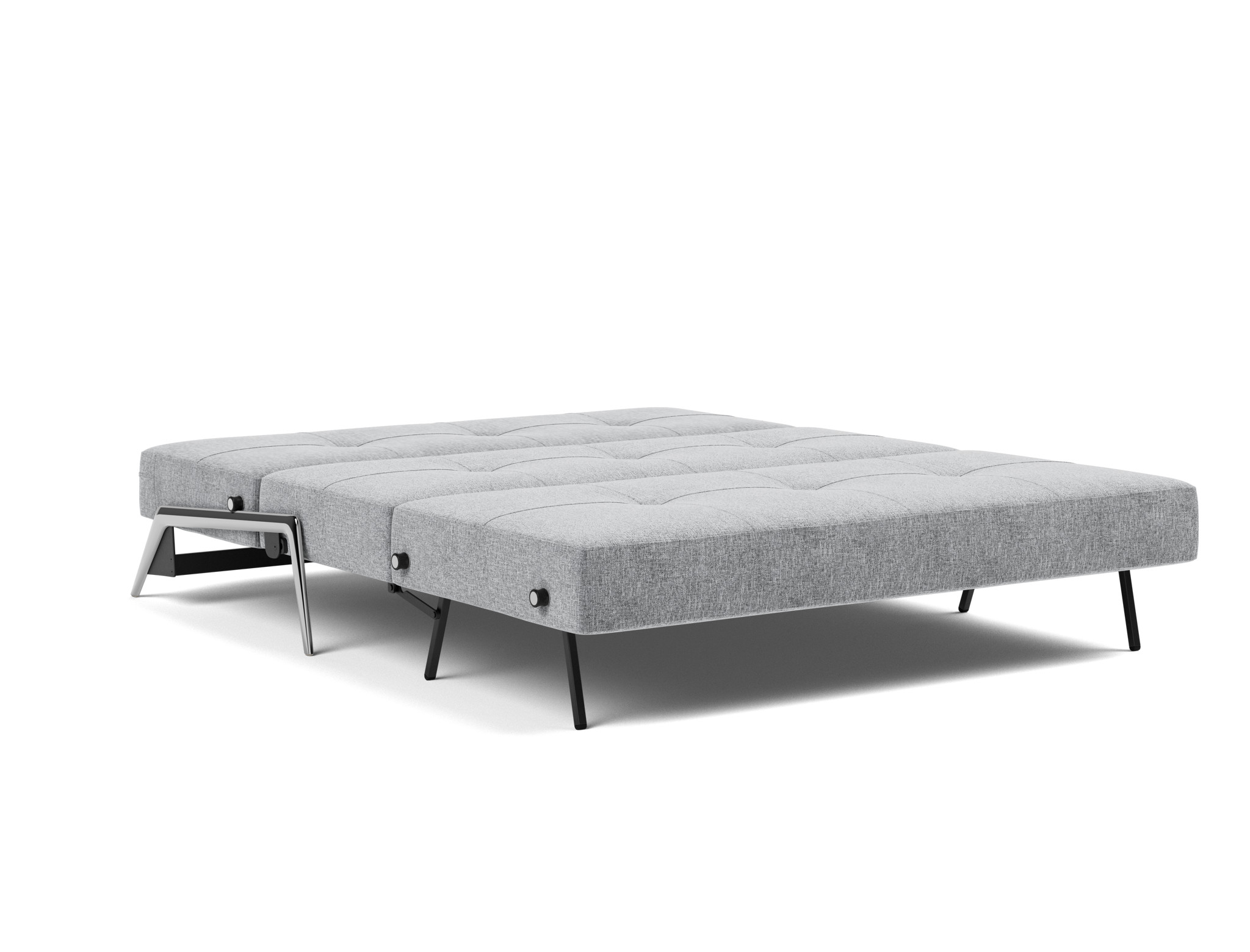 Schlafsofa Cubed 160 Strukturierter Stoff Twist 565-Granite Beine Aluminium