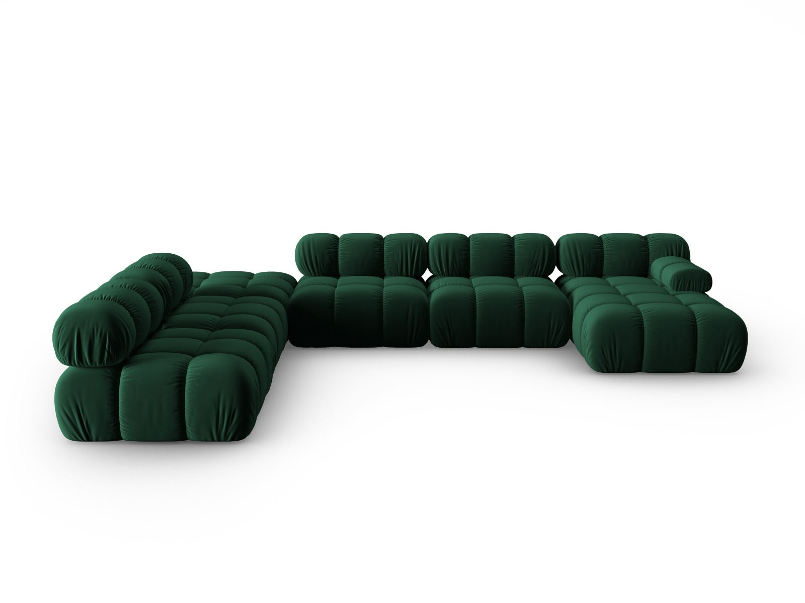 Micadoni Modulares Panorama Ecksofa Bellis 7-Sitzer Links Samt Bluvel Flaschengrün
