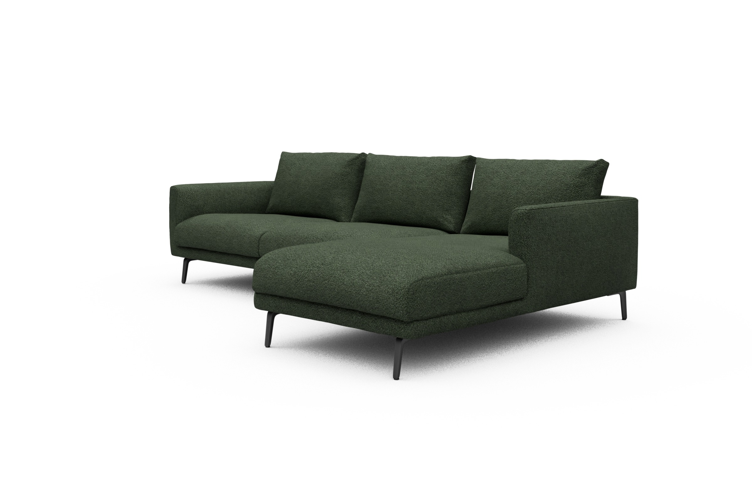 Ecksofa Karl Chaiselongue rechts mit 2,5-Sitzer Vanora-Deep-Green