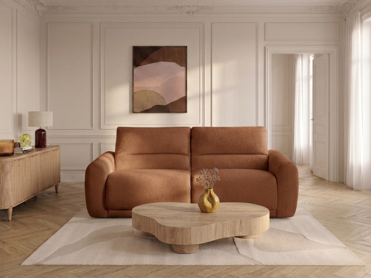 Bobochic Minorque Schlafsofa 2,5-Sitzer Chenille Orange, Liegefläche 160 × 200 cm