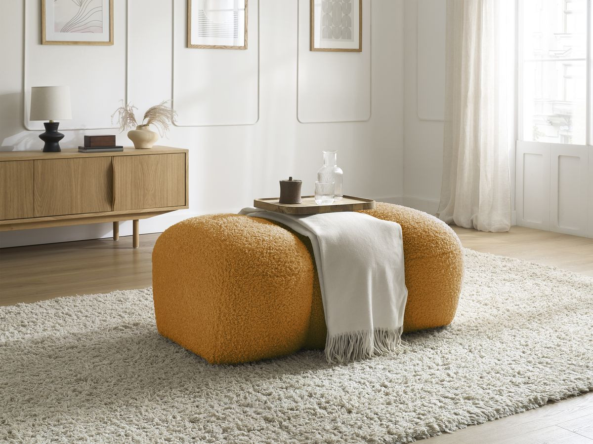 Bobochic Hippolyte Pouf Bouclé-Stoff Gelb