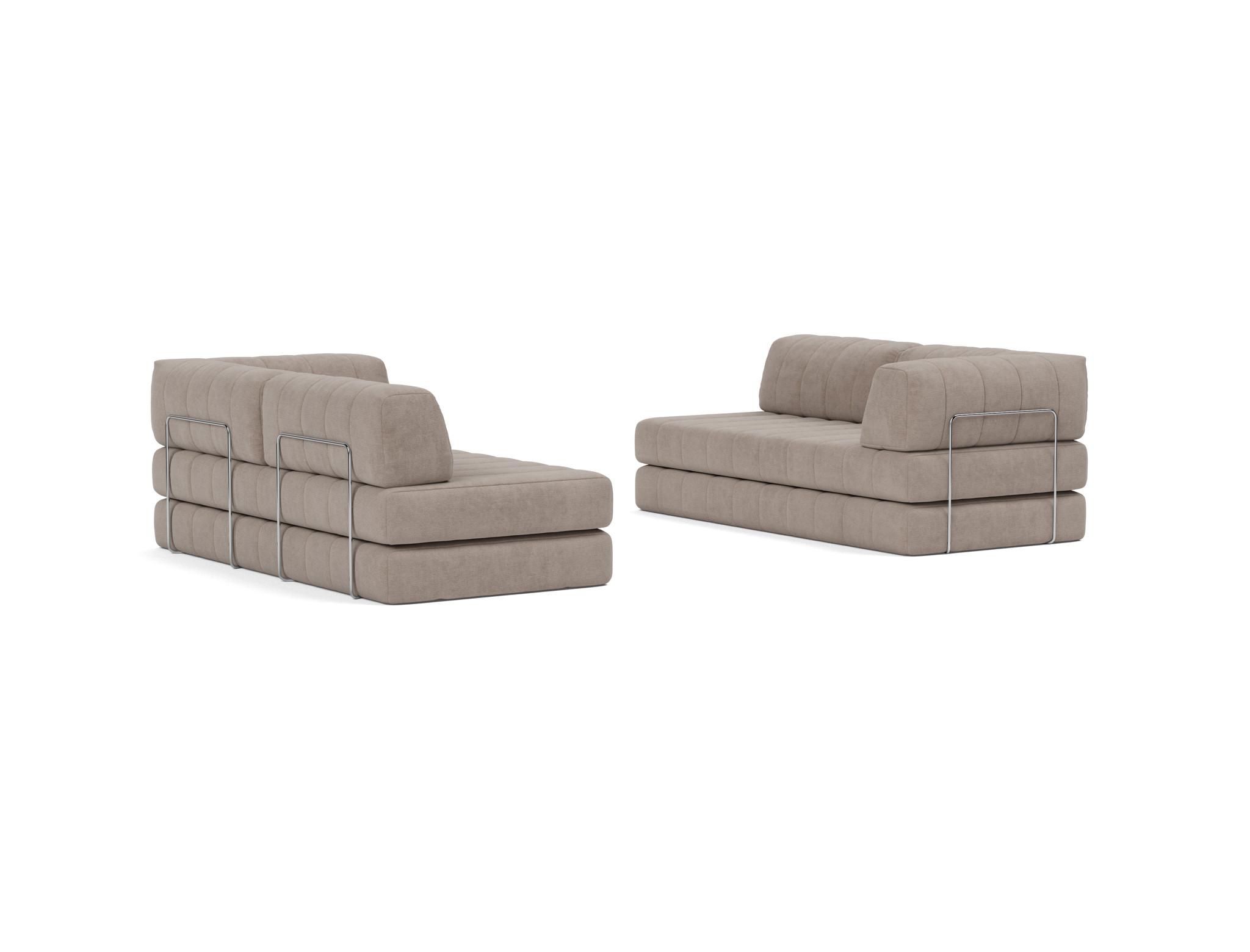 Eck-Schlafsofa CozyPad L-Form mit Armlehne Kord Cordufine 318-Beige