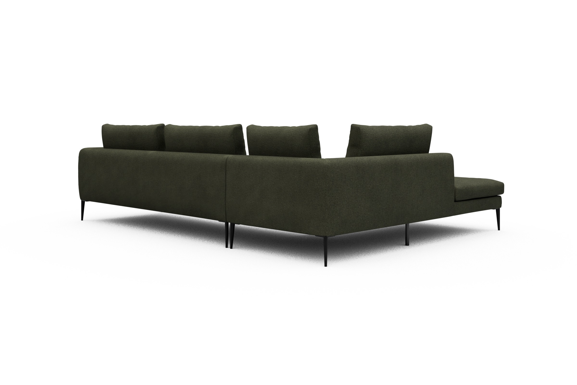 Ecksofa Paul Relax-Ecke rechts mit 3-Sitzer Boucle-Forest-Green