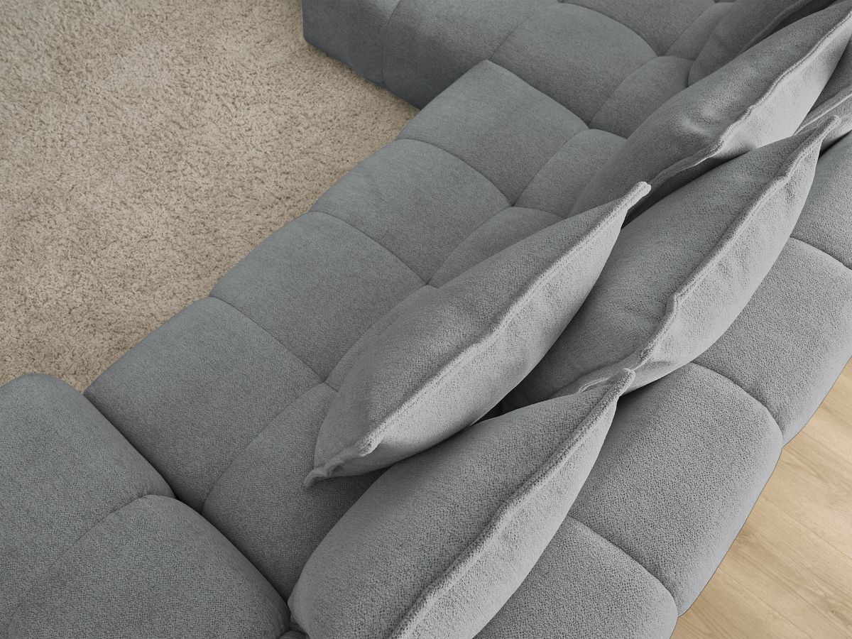 Bobochic Everest Ecksofa mit Schlaffunktion und Bettkasten 318 × 180 cm, 7 Kissen Melange-Stoff Dunkelgrau Ecke links