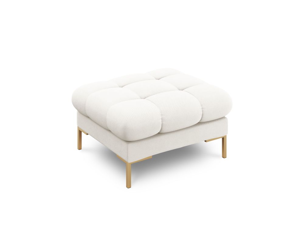 Cosmopolitan Design Pouf Bali Strukturierter Stoff Neve Helles Beige Beine Gold