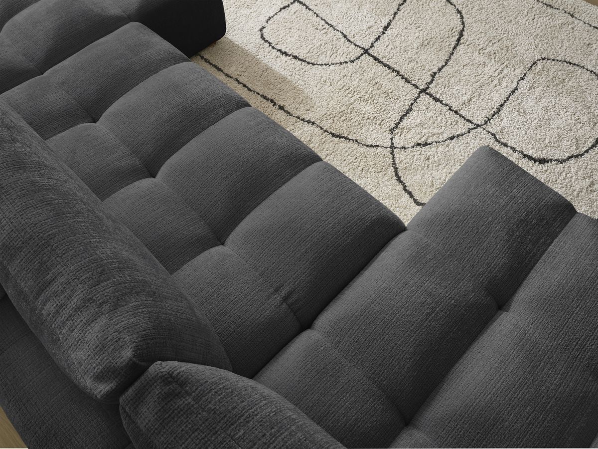 Bobochic Anakin Wohnlandschaft, Liegefläche 137 × 382 cm, 3 Kissen Strukturstoff Schwarz