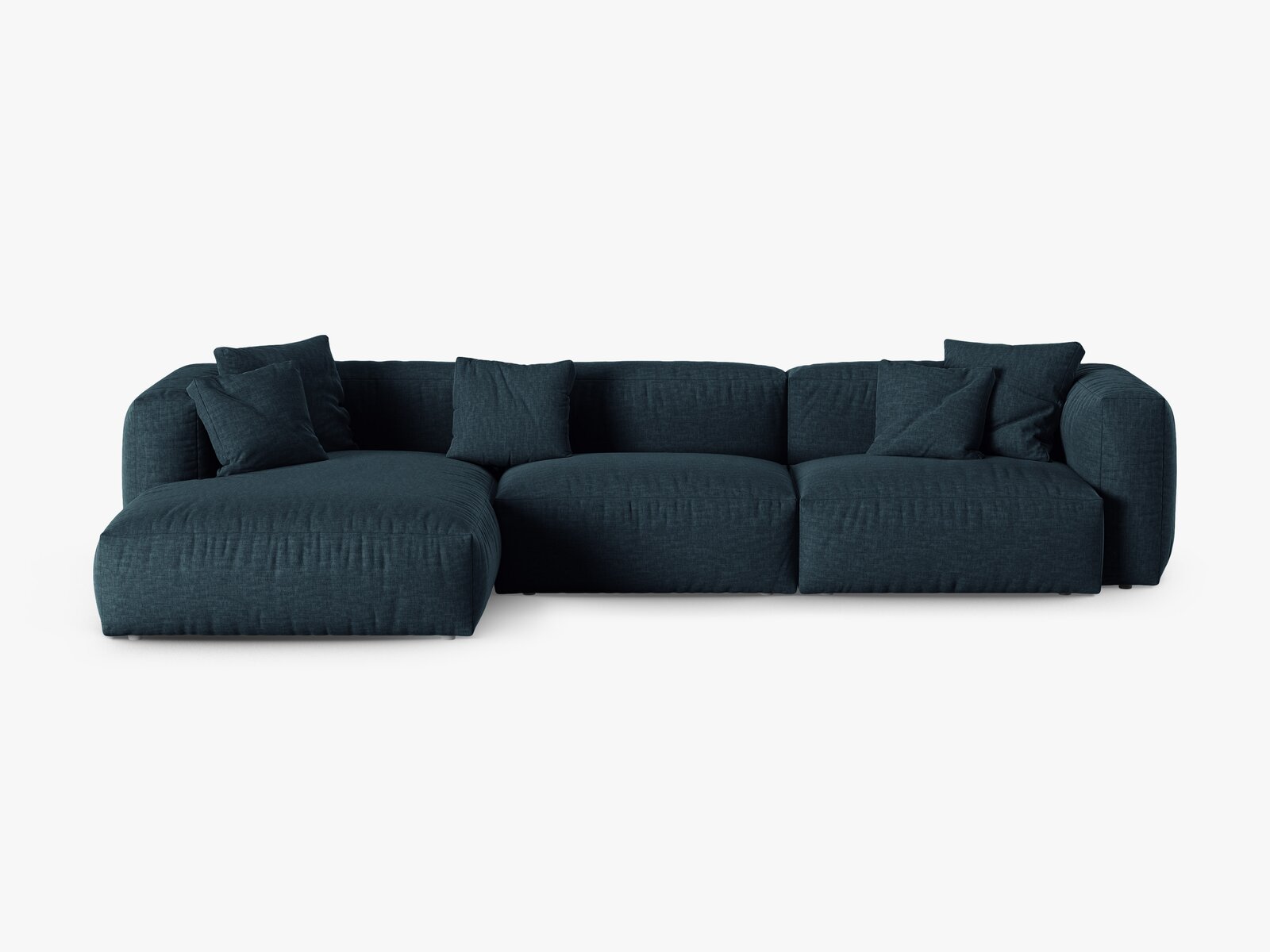 Micadoni Ecksofa Martina 3-Sitzer 90cm Sitztiefe Links Strukturierter Stoff Boston Jeansblau