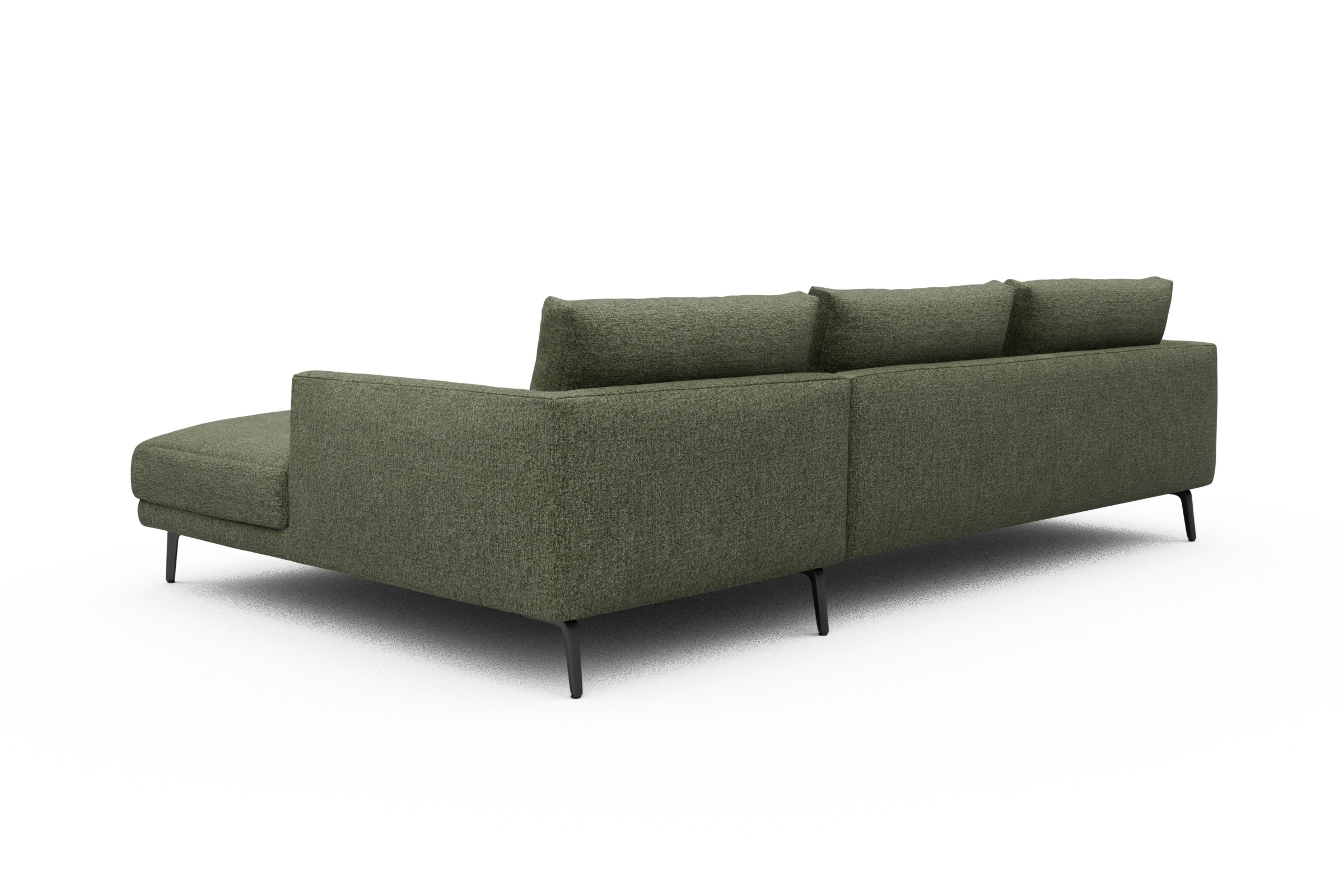 Ecksofa Karl Chaiselongue rechts mit 2,5-Sitzer Carreno-Vivid-Green