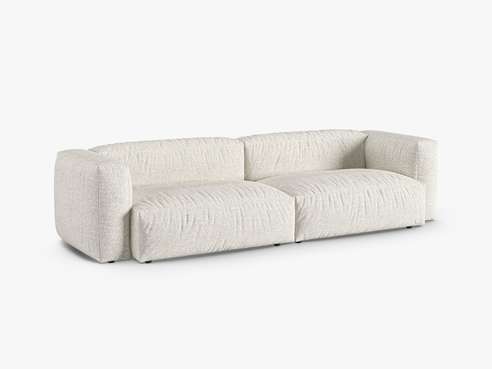 Micadoni Sofa Martina 4-Sitzer 90cm Sitztiefe Boucle Monet Grau Beige Melange