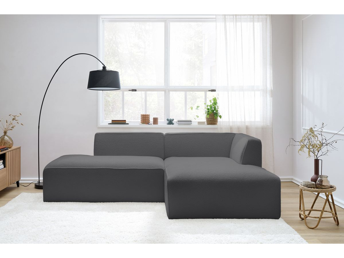 Bobochic Megeve Ecksofa Bouclé-Stoff Dunkelgrau Ecke rechts