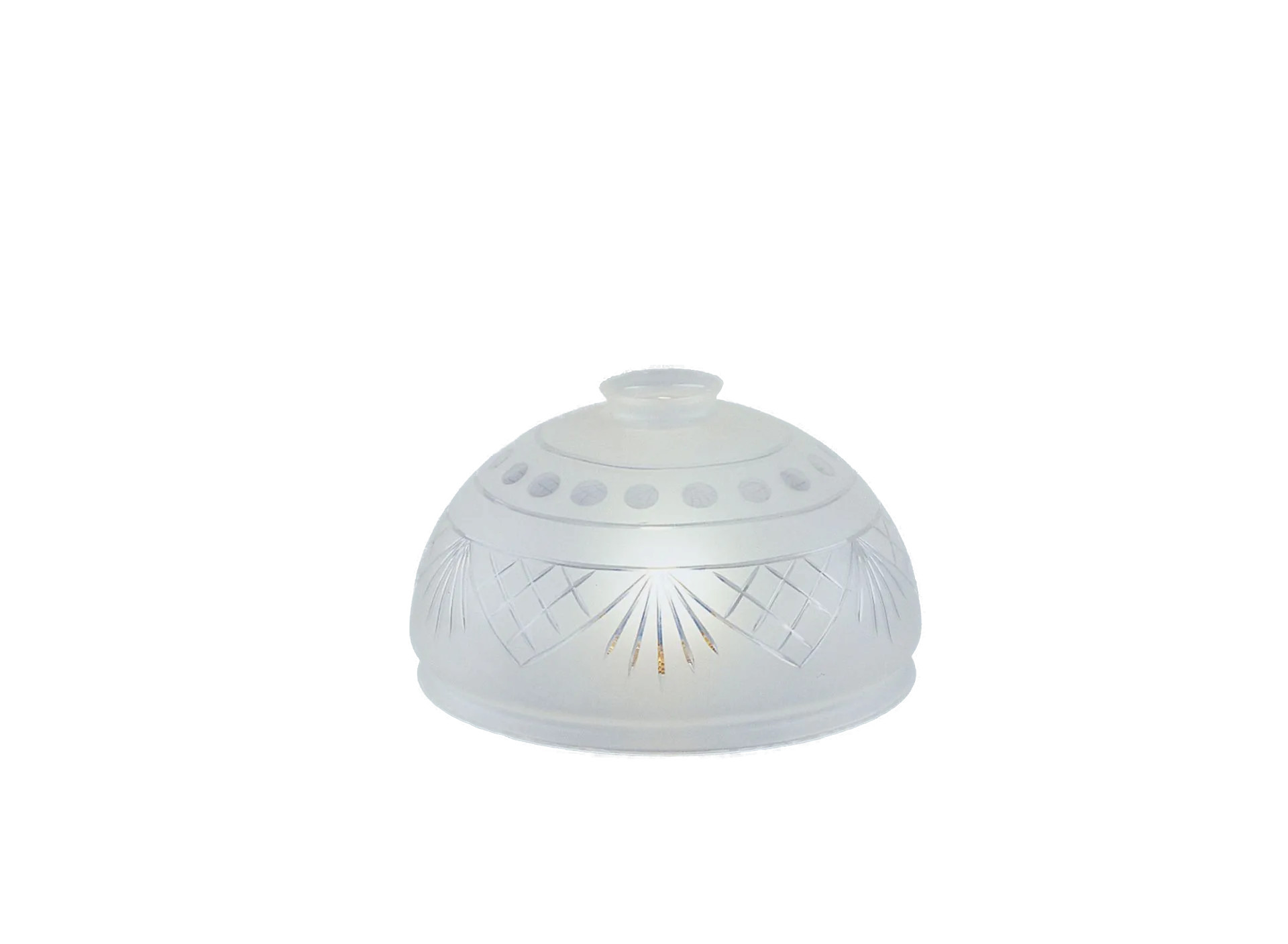 Berliner Messinglampen Glasschirm Nr. 65 Halbkugelform, Kristallglas matt mit Schliff