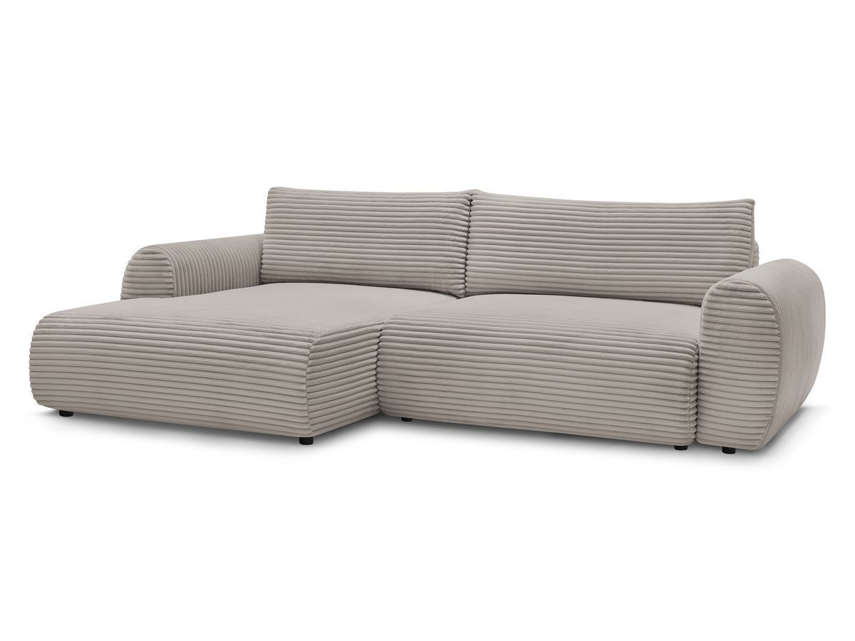 Bobochic Lucien Ecksofa mit Schlaffunktion und Bettkasten 314 × 167 cm Breitcord weich Taupe Ecke links