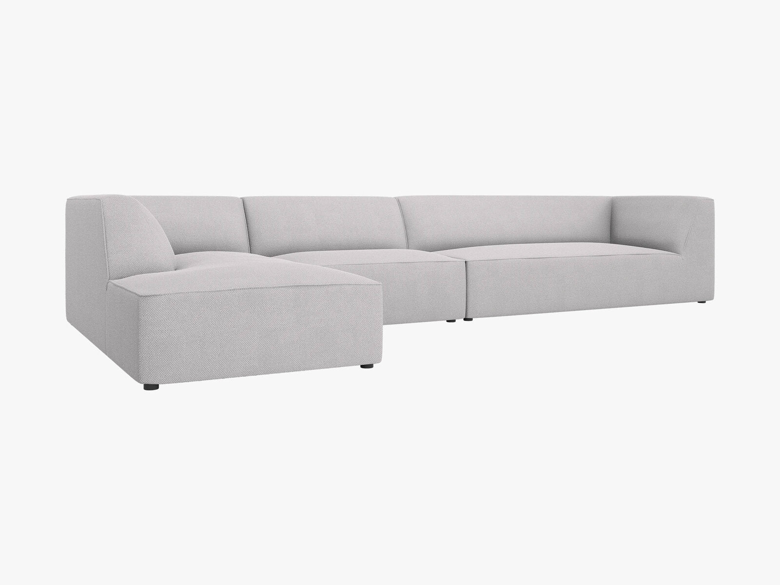 Micadoni Ecksofa Ruby 5-Sitzer Links Strukturierter Stoff Ottawa Hellgrau