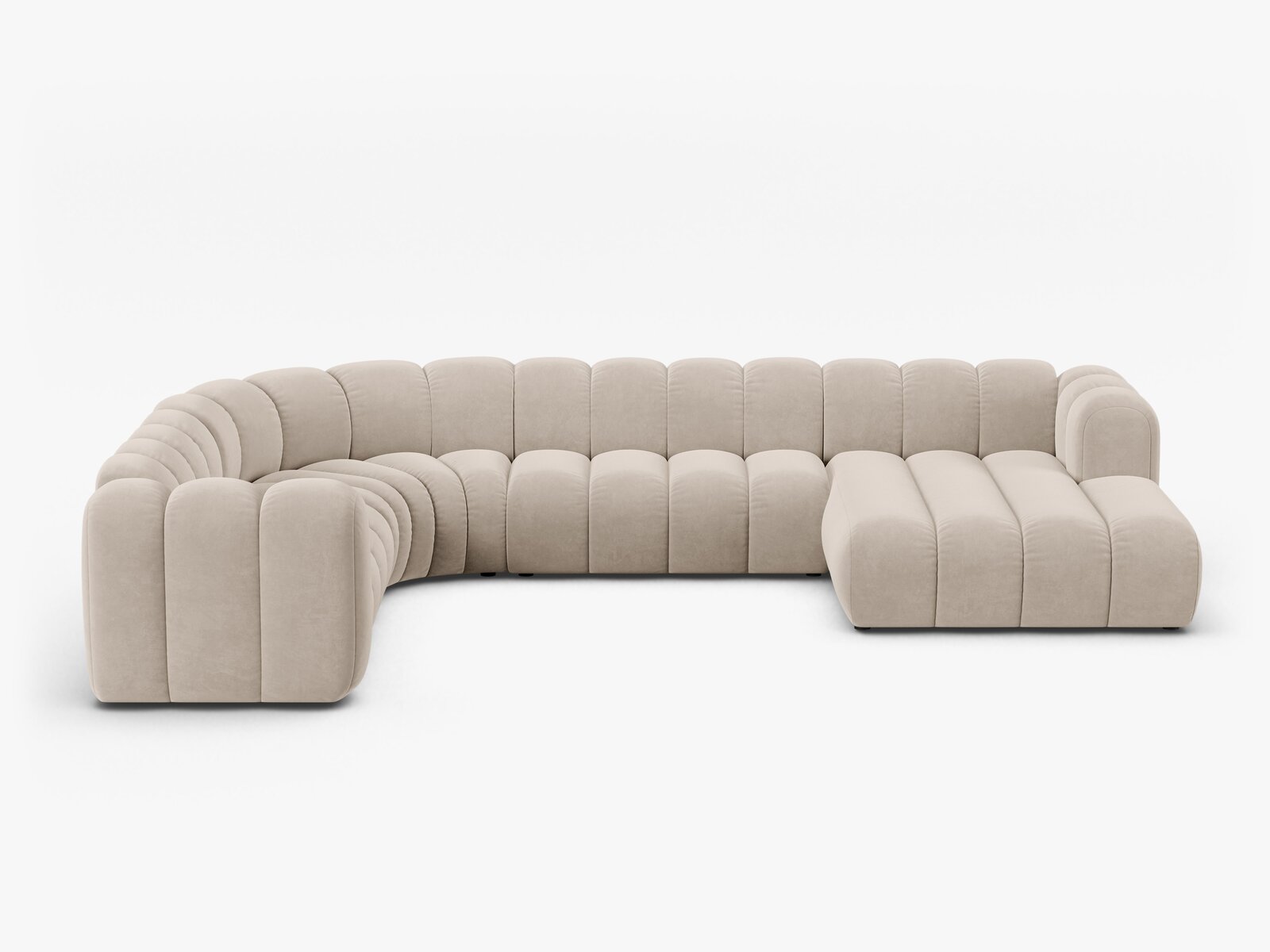 Micadoni Modulares Panorama Ecksofa Lupine 6-Sitzer Links Samt Salvador Beige