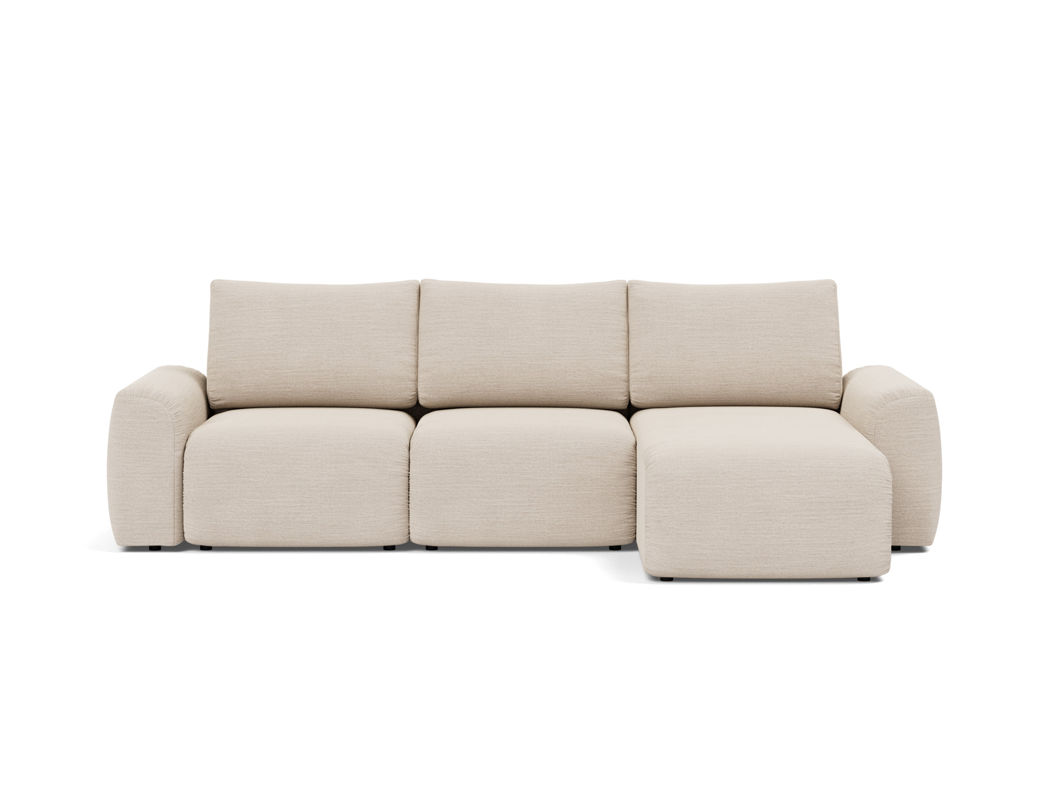 Schlafsofa Norum mit Chaiselongue und Chunky-Armlehnen Webstoff Blida 612-Sand-Grey