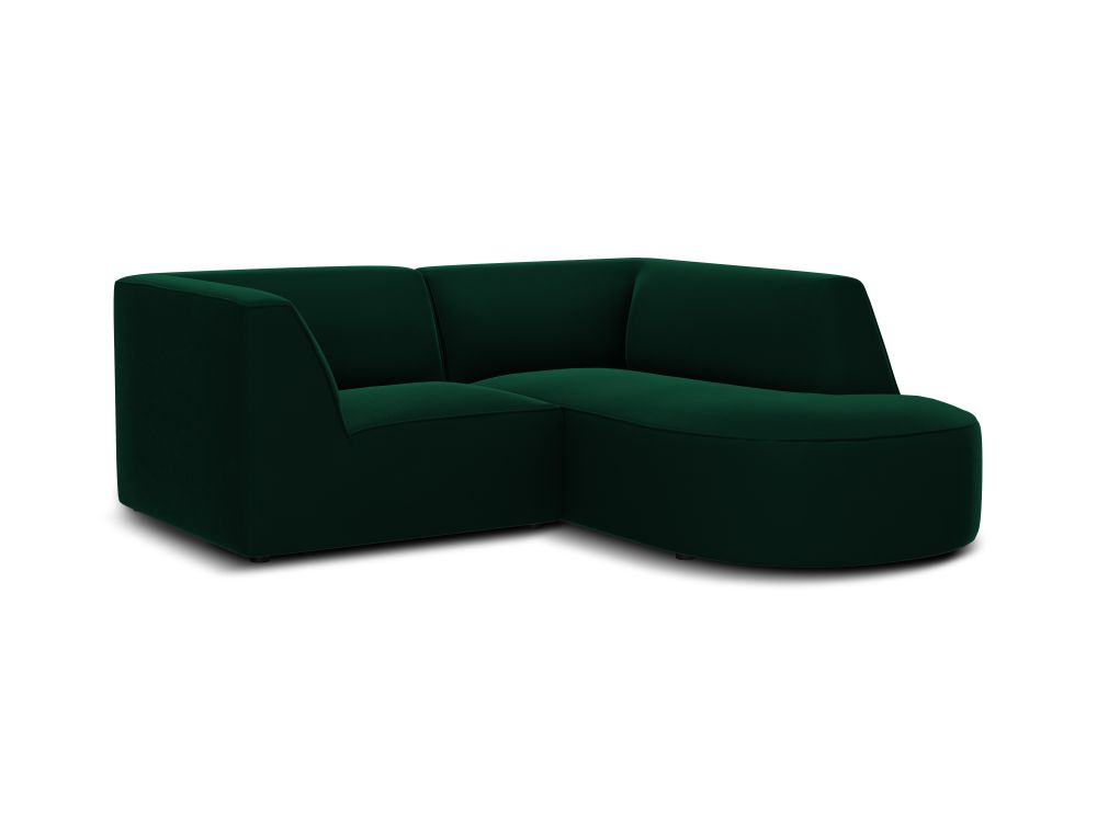 Cosmopolitan Design Ecksofa Siena 3-Sitzer abgerundet Samt Salvador Flaschengrün Rechts