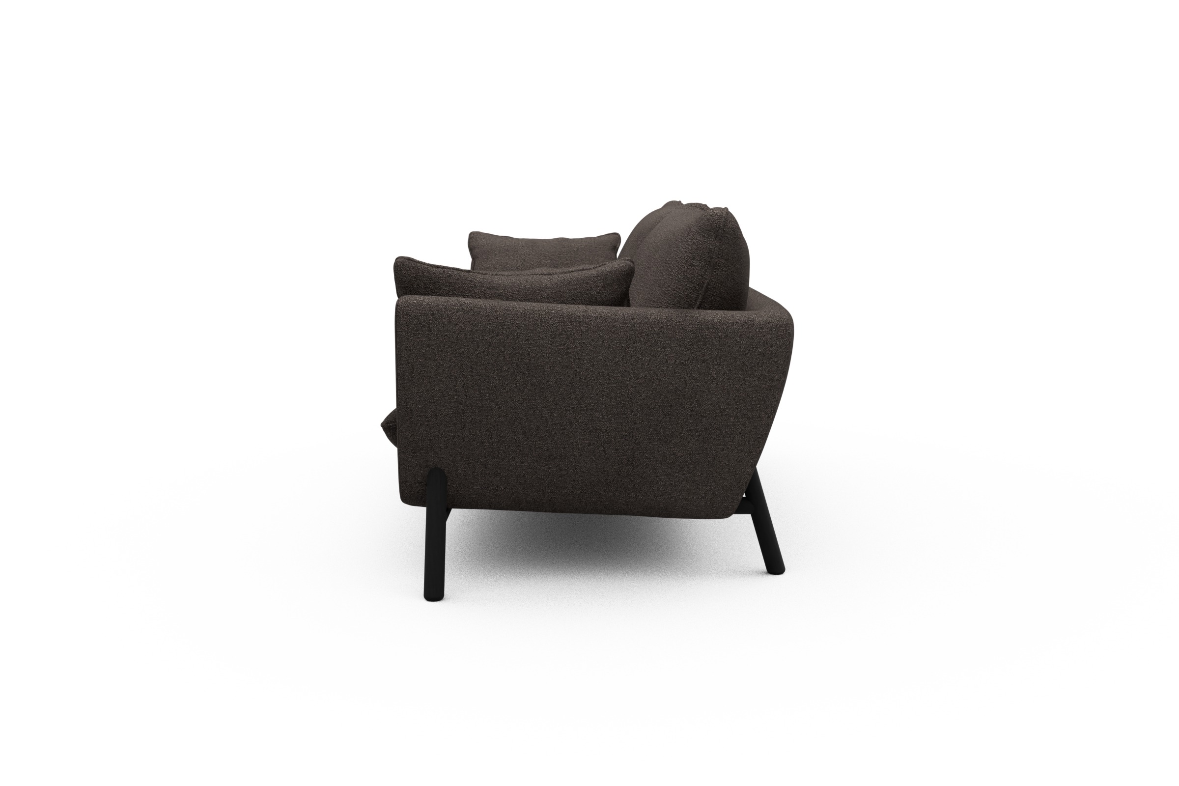 Sofa Emil 3-Sitzer Beinfarbe Eiche Schwarz Boucle-Taupe