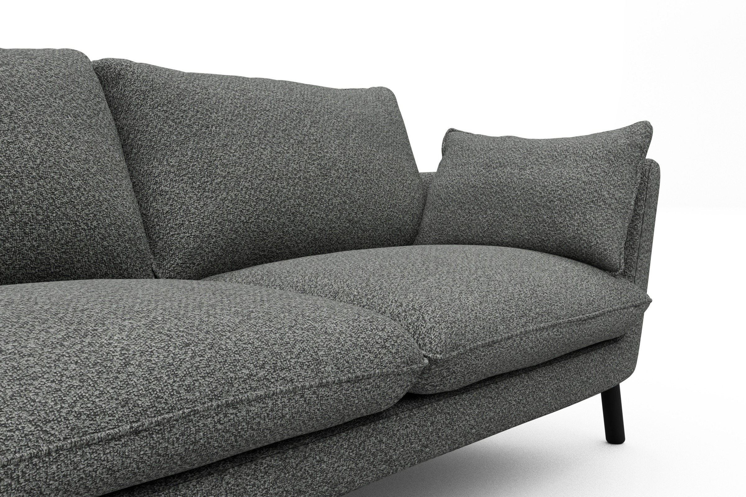 Sofa Emil 2-Sitzer Beinfarbe Eiche Schwarz Vanora-Warm-Grey
